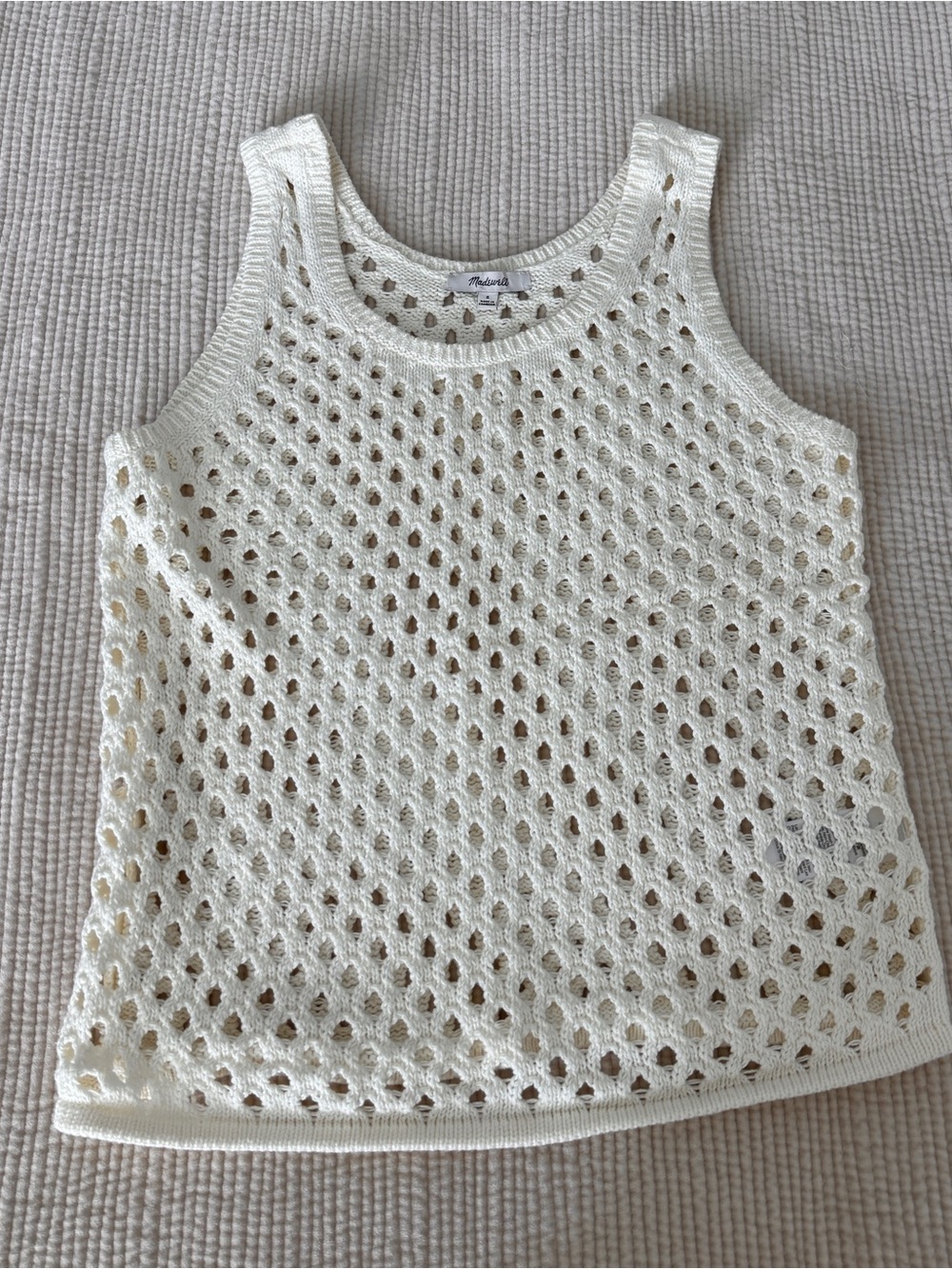 Madewell Cream Open-Knit Tank Top, S